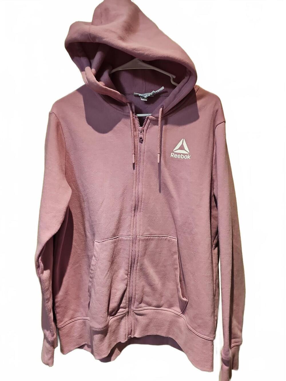 Reebok Full Zip Hooded Jacket soft Purple Women's Large Long Sleeve
